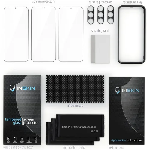 Vista 7 de Inskin Protector de pantalla de vidrio templado para Samsung Galaxy S23+/S23 Plus (6.6 pulgadas, 2023), paquete de 3+3 con protector de lente