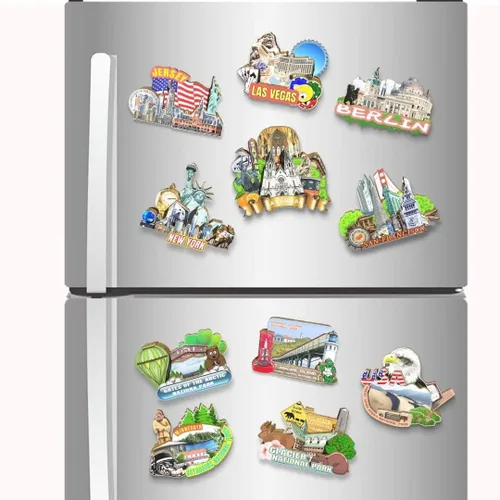 Vista 4 de Imán de la sabana de los E.E.U.U. Imán del refrigerador de madera 3D hitos de viaje coleccionable recuerdos decoración hecho a mano 2
