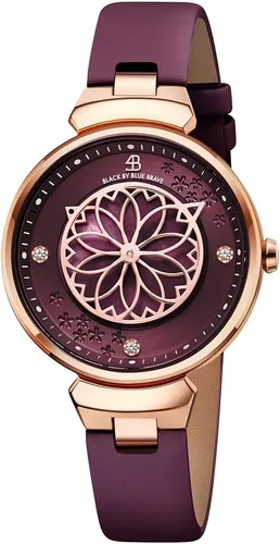 Vista 8 de Relojes de Mujer Flor de Cerezo Reloj de Mujer Esfera de Madreperla Reloj de Dama con Correa de Cuero Forma de Pétalo Sakura Relojes de Flor