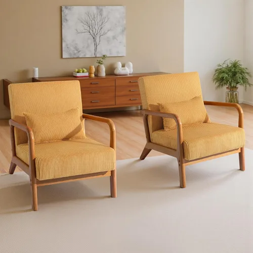 Vista 11 de Silla decorativa, sillón moderno de mediados de siglo con almohada, sofá tapizado, silla auxiliar de lectura para sala de estar y dormitorio A