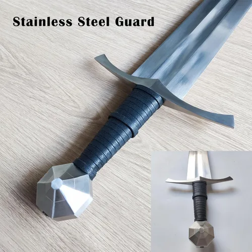 Vista 5 de Medieval Full Tang Spring Steel Knight Arming Sword with Scabbard for Outdoor Use, Practice, Collection