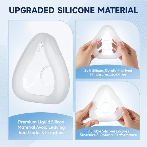 Vista 3 de Paquete de 2 cojines de repuesto de cara completa compatibles con AirFit F20 AirTouch F20 original, diseño innovador para sellado seguro y reducción