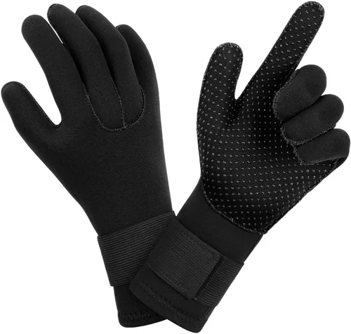 Vista 14 de AUAUY Guantes de buceo, guantes de neopreno de 0.118 pulgadas (0.118 in), guantes de neopreno cálidos de cinco dedos, guantes de surf flexibles