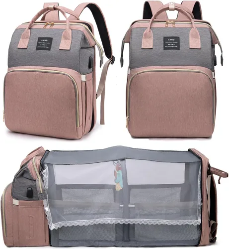 Vista 11 de houscly Mochila para pañales con cambiador: bolsas de bebé de viaje negras para niñas y niños, pañaleras para bebe, artículos esenciales para recién