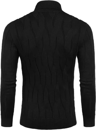 Vista 5 de COOFANDY Suéter de cuello alto para hombre, suéter de punto casual