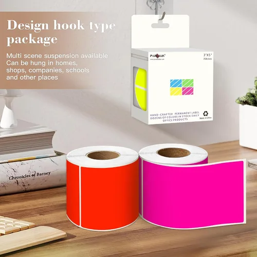 Vista 4 de PARLAIM 5 x 3 pulgadas Rectángulo de colores pegatinas de inventario, 1000 unidades de 4 rollos de etiquetas adhesivas cuadradas para cajas móviles
