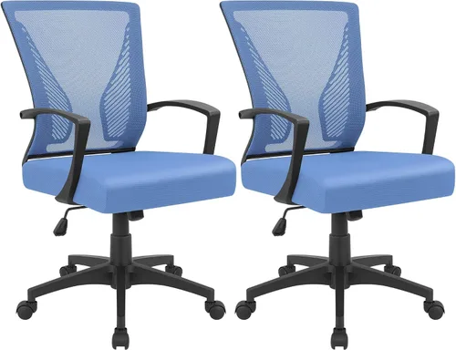 Vista 17 de Furmax Silla de oficina ergonómica de escritorio para computadora, silla de malla, respaldo medio, soporte lumbar giratorio con reposabrazos