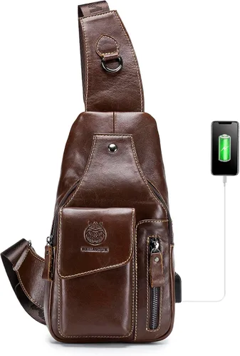 Vista 184 de LUKZIJAES Bolso bandolera de cuero genuino para hombre