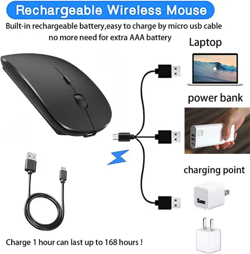 Vista 6 de PEIBO Mouse Inalámbrico Bluetooth para Laptop, Mac, MacBook, iPad, MacBook Air, MacBook Pro, PC, Computadora de Escritorio, Windows, Chromebook