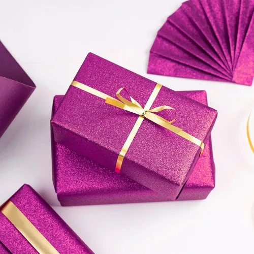 Vista 5 de RUSPEPA Papel de regalo con purpurina, mini rollo, papel brillante con purpurina de color sólido perfecto para bodas, cumpleaños, baby shower