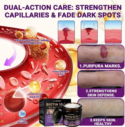 Vista 2 de Qiawi Biotin - Crema restauradora de piel 10 en 1, nueva crema profesional de tratamiento de la piel, crema para la piel con ingredientes naturales