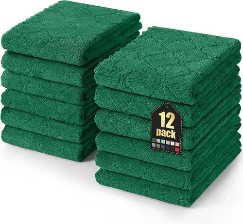 Vista 52 de Homaxy - Paquete de 12 trapos de cocina (13 x 19 pulgadas, marrón), de terciopelo coral supersuaves y absorbentes para lavar platos, paño