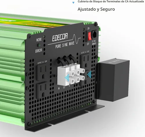 Vista 5 de EDECOA Inversor de corriente de onda sinusoidal pura 3500W, 12V DC a 120V