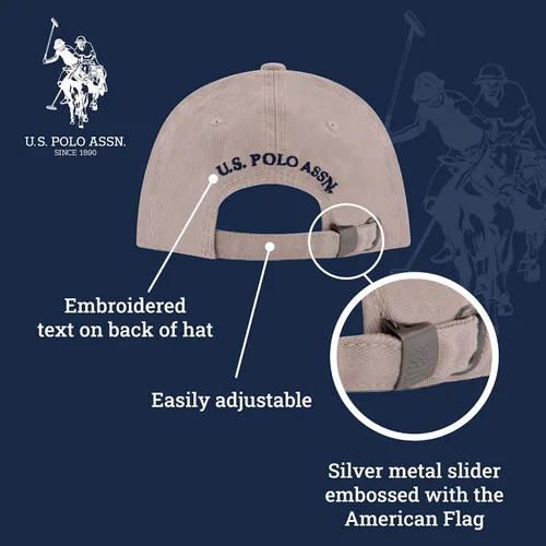 Vista 5 de U.S. Polo Assn. Small Polo Pony Logo Baseball Hat, 100% Cotton, Adjustable Cap