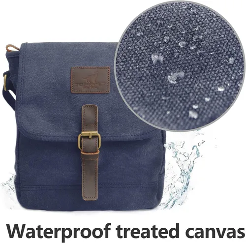 Vista 2 de Bolsa de mensajero de lona pequeña bolsa cruzada casual viaje herramientas de trabajo bolsa de hombro bolsa de mano teléfono teléfono antirrobo