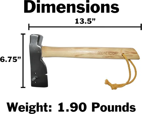Vista 4 de Hacha de teja para techos con cara de golpe fresada, calibre de exposición de tres posiciones (4½", 5", 5"), ranura para clavos y mango de madera