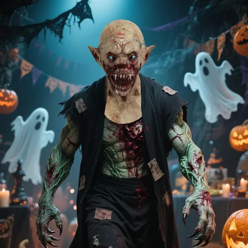 Vista 7 de Máscara de vampiro aterradora para adultos, monstruo zombi espeluznante