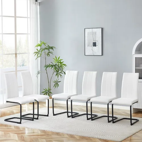 Vista 24 de Juego de 2 sillas de comedor, sillas de comedor tapizadas con respaldo alto negro con patas de metal cromado, sillas laterales de cocina modernas