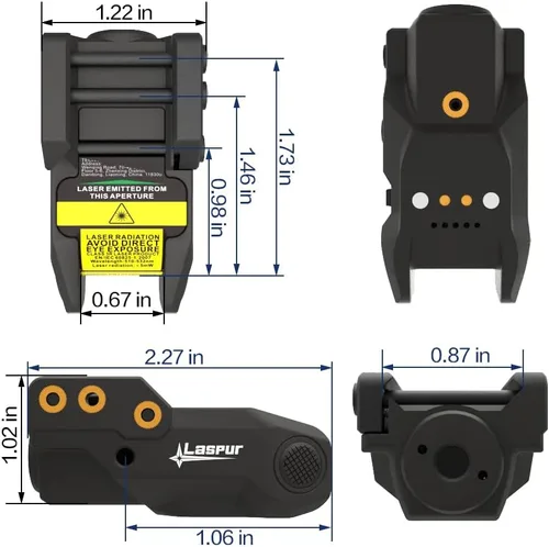 Vista 3 de Sub Compact Tactical Rail Mount Low Profile Laser Sight para pistola rifle de pistola, accesorio de batería recargable táctil magnético USB