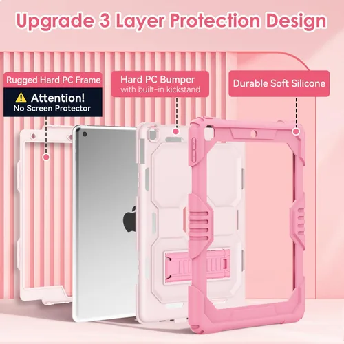 Vista 3 de Funda para iPad 9ª/ 8ª/ 7ª Generación 10.2 Pulgadas (2021/2020/2019), Funda Protectora Resistente a Golpes de Alta Resistencia para iPad 10.2