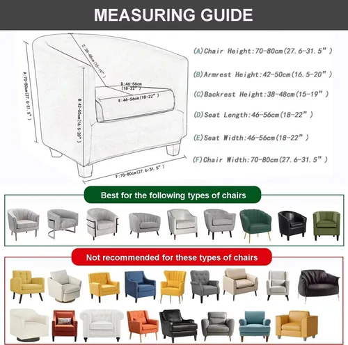 Vista 6 de NILUOH - Funda elástica para silla de club, cubierta elástica para silla de bañera, fundas para silla de barril, fundas para sillón, cubierta para 01