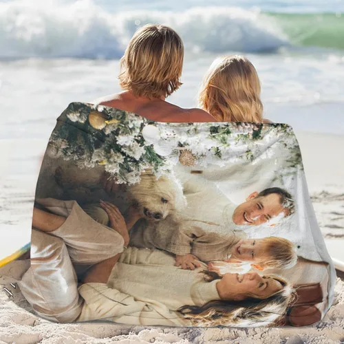Vista 4 de Envía al Día Siguiente, Manta Personalizada con Texto en Imagen, Manta Personalizada de Collage de Fotos, Manta de Franela Personalizada, Regalos
