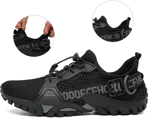 Vista 7 de TANGYUGEN Zapatos de agua para hombre y mujer, zapatos de senderismo al aire libre, secado rápido, zapatos acuáticos para playa, senderismo