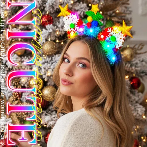 Vista 5 de Nicute - Diademas de Navidad con luces LED, diademas de Navidad festivas para mujeres y niñas