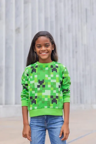 Vista 2 de Minecraft Creeper - Sudadera de felpa francesa para niñas pequeñas y grandes