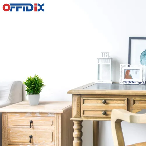 Vista 6 de OFFIDIX - Plantas artificiales de eucalipto con florero cuadrado blanco, pequeño árbol artificial para decoración de escritorio de oficina