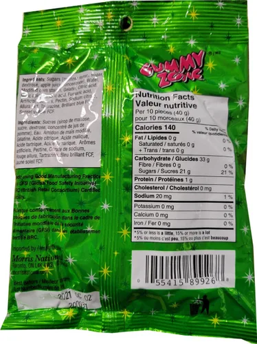 Vista 2 de Gummy Zone Sour TINGLERS, (120 g/4.2 oz. bolsa) Sour Keys Gummy Candies