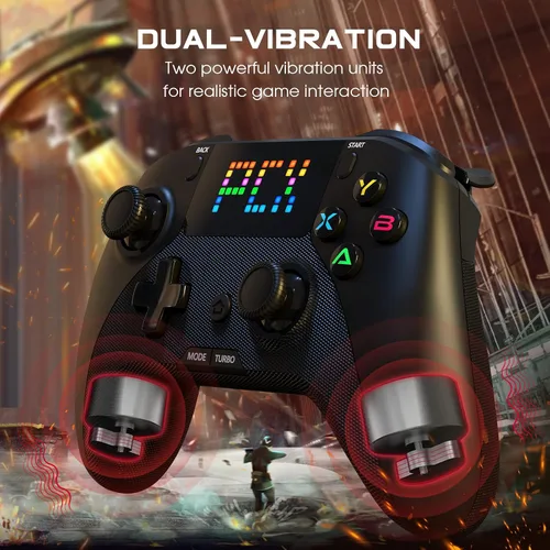 Vista 4 de Forty4 Wireless Gaming Controller Led Dots Display Bluetooth Gaming Controller Programmable M Dual Vibration Gamepad Compatible with Android Ios