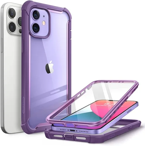 Vista 9 de i-Blason Ares - Funda para iPhone 12, iPhone 12 Pro de 6.1 pulgadas (versión 2020), funda transparente resistente de doble capa con protector
