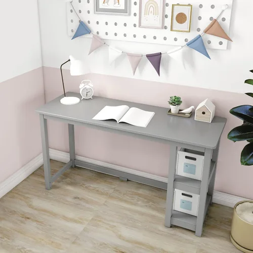 Vista 9 de Max & Lily Escritorio de madera maciza con estantes, 47 pulgadas, azul