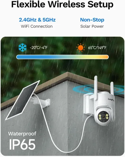 Vista 6 de LongPlus Cámara de seguridad solar 2K inalámbrica al aire libre
