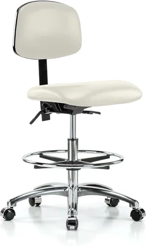 Vista 42 de Perch - Silla de laboratorio con ruedas cromadas con soporte de respaldo ajustable, altura del escritorio de 17 a 22 pulgadas, tela negra