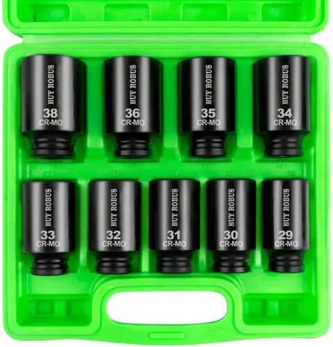 Vista 13 de Enchufe SAE de impacto profundo de 1-1/2 pulgadas, 6 puntos CR-MO para una fácil extracción de la tuerca del eje Negro