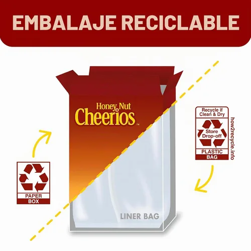 Vista 9 de Cereales para desayuno con avena Cheerios Honey Nut, sin gluten. 10.8 onzas