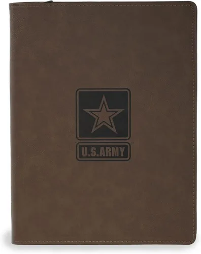Vista 4 de Bey-Berk Portafolio de cuero sintético con cremallera con logotipo del ejército de los Estados Unidos (negro), organizador de cartera tamaño carta