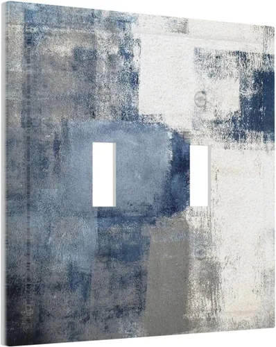 Vista 28 de Placa de Interruptor de Luz de Palanca Única Abstracta en Negro, Blanco y Gris, Cubierta de Tomacorriente, Placa de Pared Decorativa de Un
