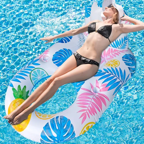 Vista 5 de Spobot Flotador inflable de piscina para adultos – Flotadores de piscina iluminados, flotadores para silla flotante con soporte para teléfono