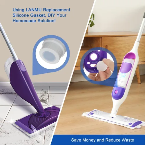 Vista 6 de LANMU Junta de silicona para tapa de botella para solución de limpieza Swiffer Wet Jet Power Mop, contenedor de recarga de botellas reutilizable
