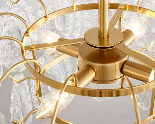 Vista 6 de AGV LIGHTING Elegante lámpara de araña de cristal, luminaria de techo grande semiempotrada, iluminación moderna vintage para dormitorio, sala