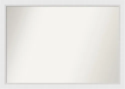 Vista 129 de Amanti Art Espejo de baño blanco para sobre el fregadero, 24 x 26 pulgadas, espejo rectangular blanco y blanco, marco de madera contemporáneo