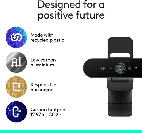 Vista 13 de Logitech Brio - Cámara web 4K, para videollamadas, micrófono con cancelación de ruido, corrección de luz HD automática, amplio campo de visión