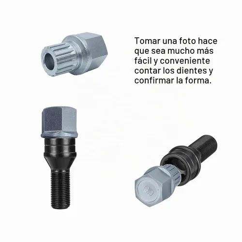 Vista 3 de Llave de bloqueo de rueda de acero cromado para Volkswagen, llave de tornillo antirrobo para tuerca compatible con VW (52)
