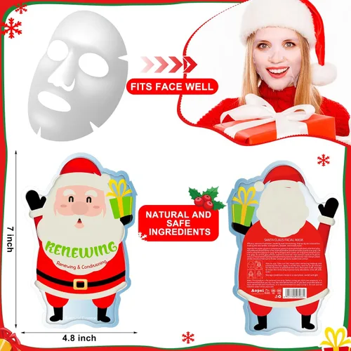 Vista 2 de Timgle 12 Piezas Rellenos de Calcetines de Navidad Máscaras Faciales a Granel para el Cuidado de la Piel Mascarillas Faciales en Hoja Regalos