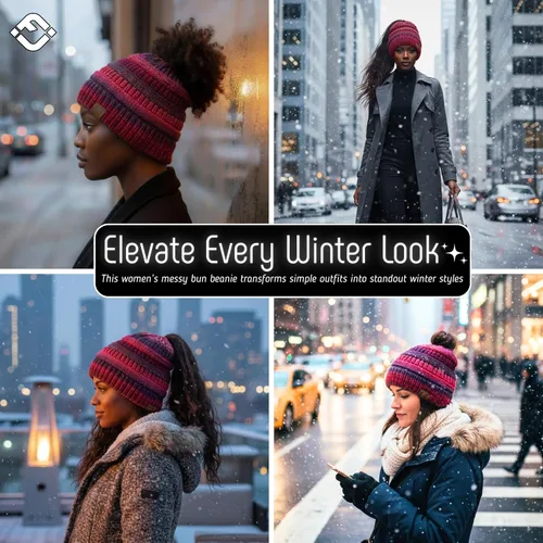 Vista 106 de Funky Junque - Gorro para mujer con ranura para cola de caballo