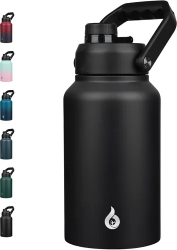Vista 10 de BJPKPK Botella de agua aislada de un galón (128 onzas), de acero inoxidable, apta para lavavajillas, jarra sin BPA con mango ergonómico y parte