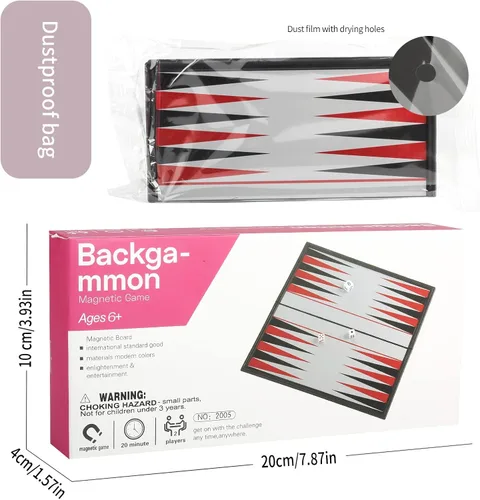 Vista 4 de Andux Juego de mesa portátil de backgammon magnético plegable CXSLQ-01 (S) 2205